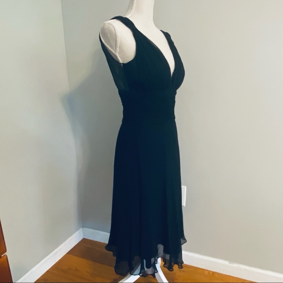 WHBM Formal Dress Silk Sheer Sleeveless Plunge Neckline Padded Bra Black S 4 - Picture 2 of 13